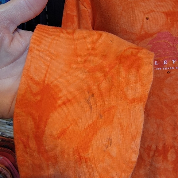 HARLEY-DAVIDSON ♡ Sweet Vintage Orange Tie Dye Embellished Bling H-D Top M - Picture 8 of 17
